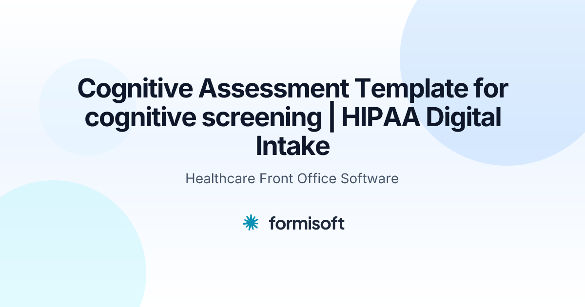 Cognitive Assessment Template for cognitive screening | HIPAA Digital ...