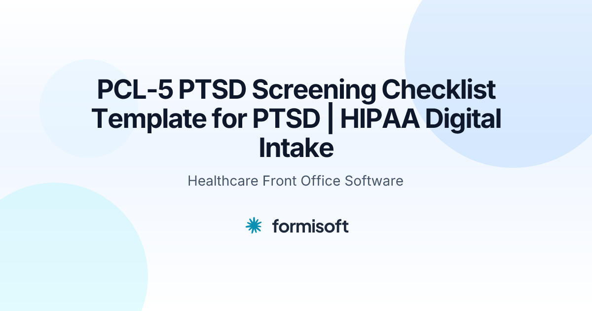 PCL-5 PTSD Screening Checklist Template for PTSD | HIPAA Digital Intake ...